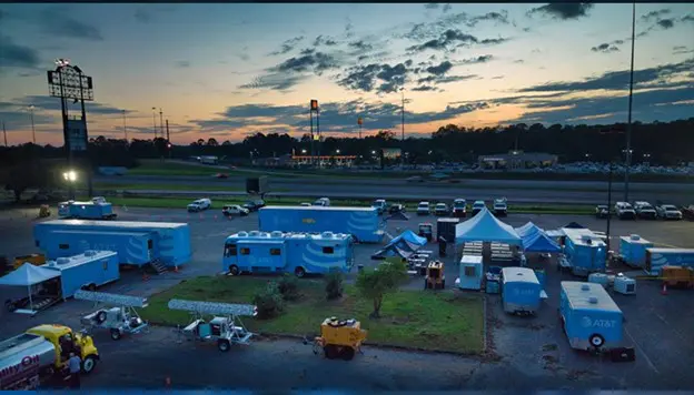 AT&T NDR trucks on-site