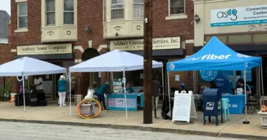 AT&T tent outside of OH community center
