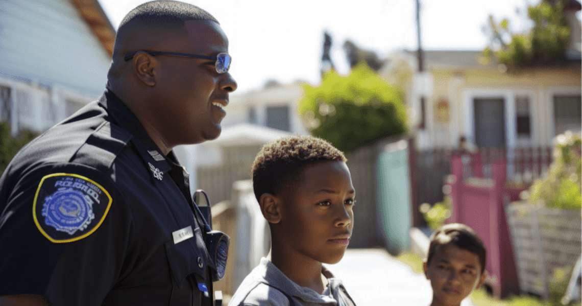 A police offer and two boys