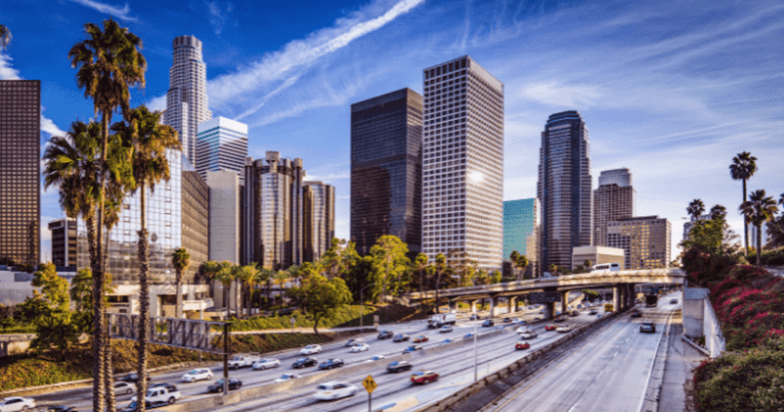 Skyline of a city in California