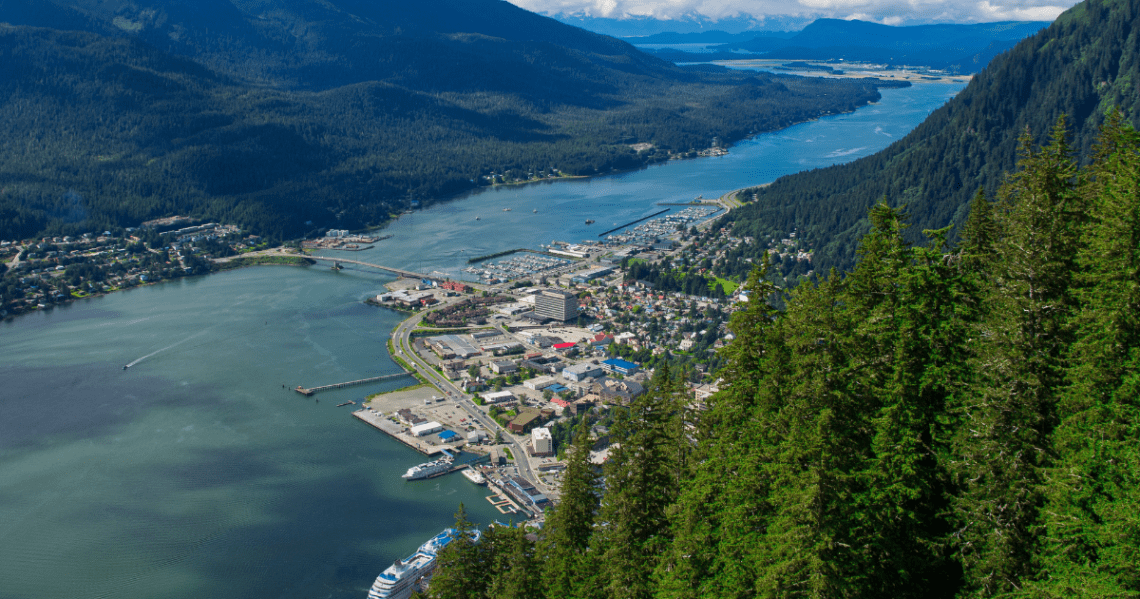Landscape view of river and mountains