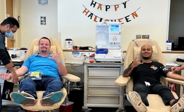 Two men getting their blood drawn
