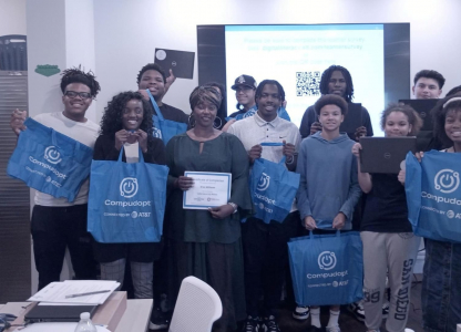 Group of students with laptops