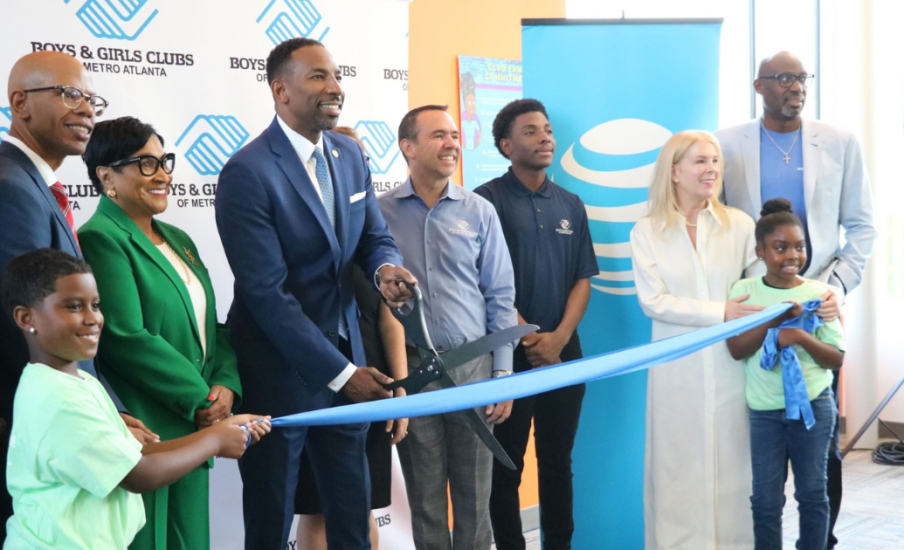 A ribboncutting ceremony