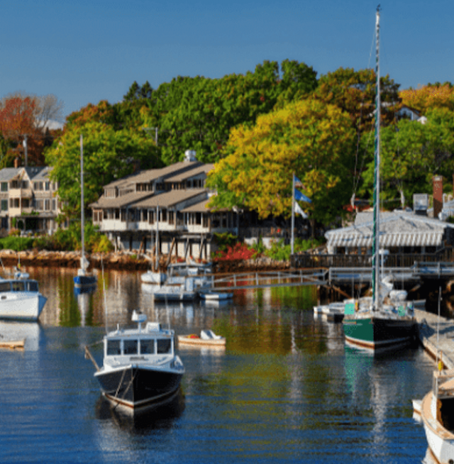 A photo of a dock and boat in Maine