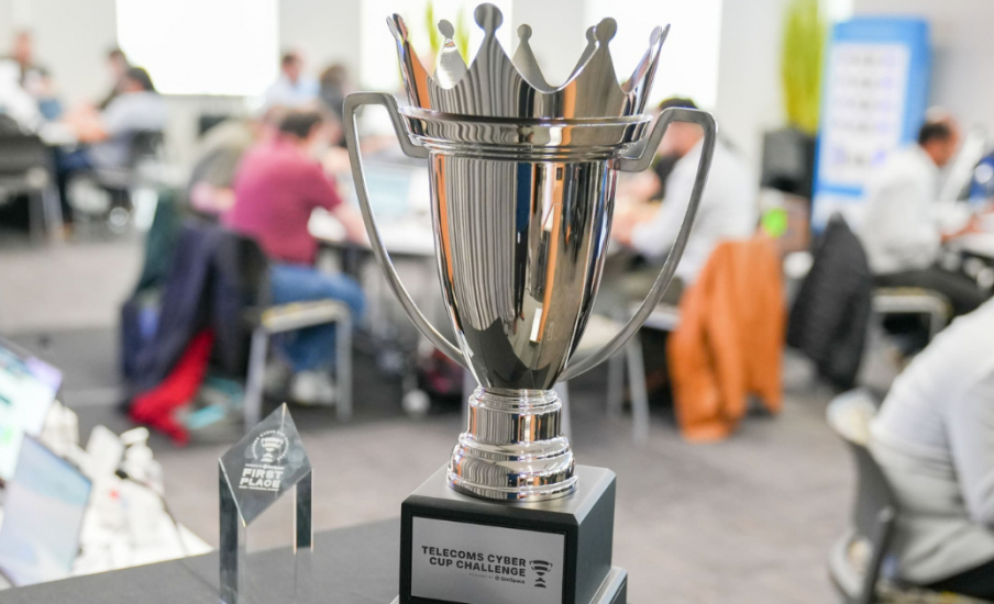 trophy sitting on a table