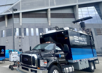 FirstNet truck in front of arena