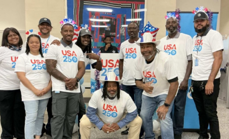 Group of people in A250 shirts