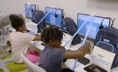Children using computers in a computer lab