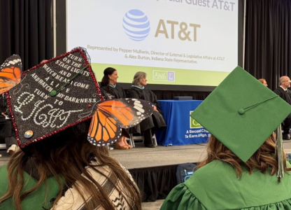 Students at graduation with AT&T guest speaker