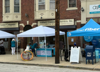 AT&T tent outside of OH community center