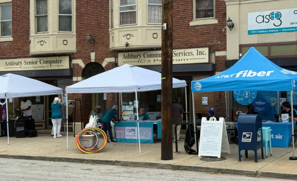 AT&T tent outside of OH community center
