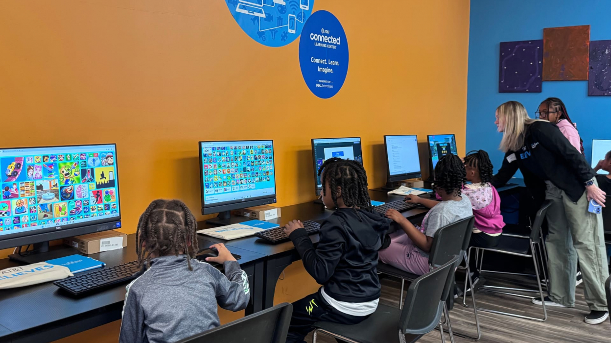 Young students at computers