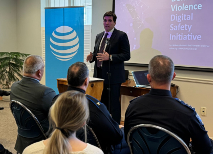 Person giving AT&T presentation