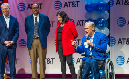 Gov. Abbott on stage at AT&T event