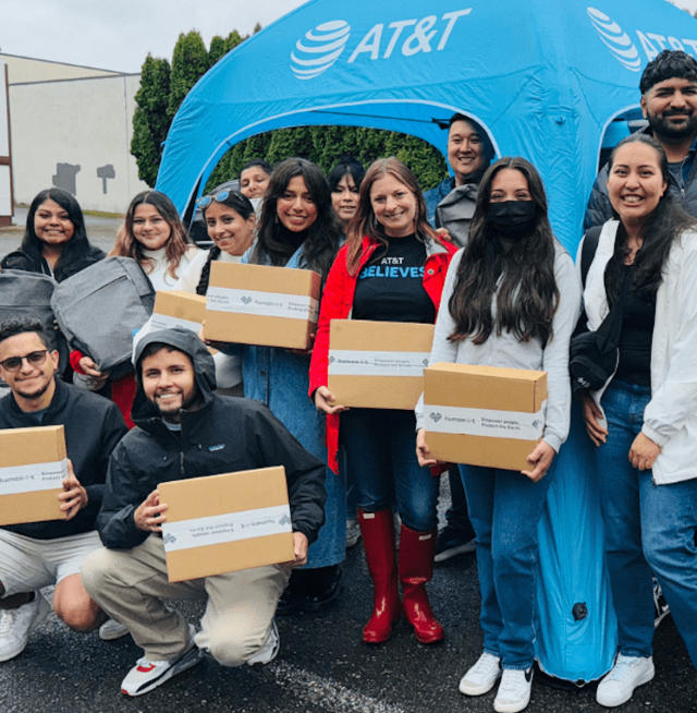 People holding boxes