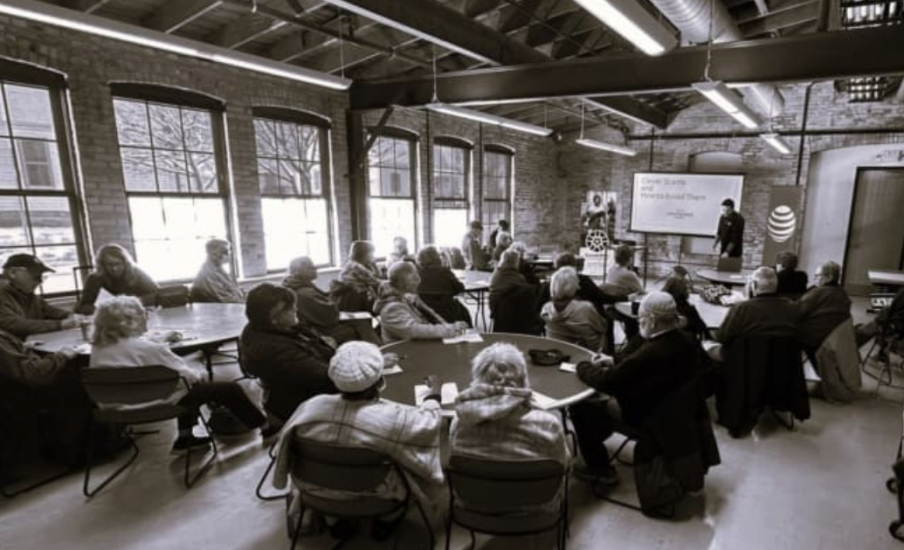 An image of a senior tech training at the Goodman Community Center